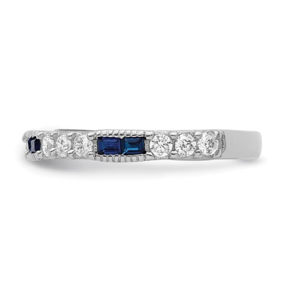 Sterling Silver Rhodium-plated Synthetic Blue Spinel and CZ Ring - Picture 5 of 5